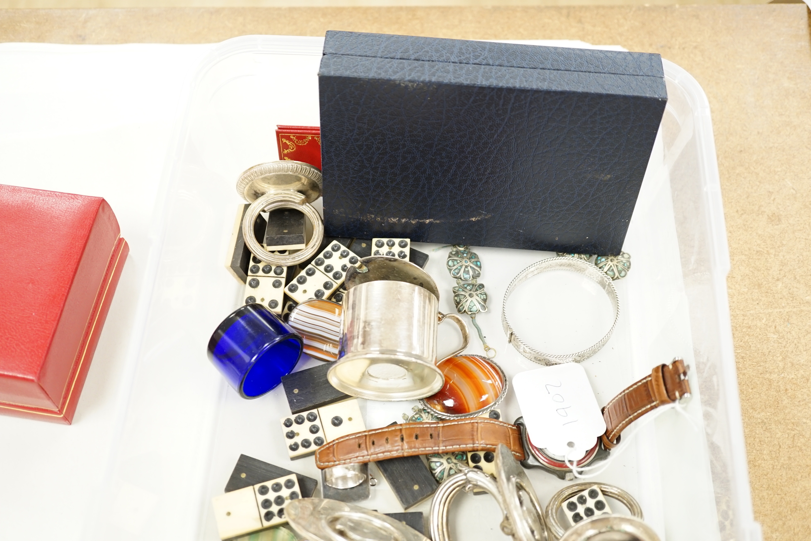 A quantity of costume jewellery and other items including Omega and Cartier watch boxes etc.